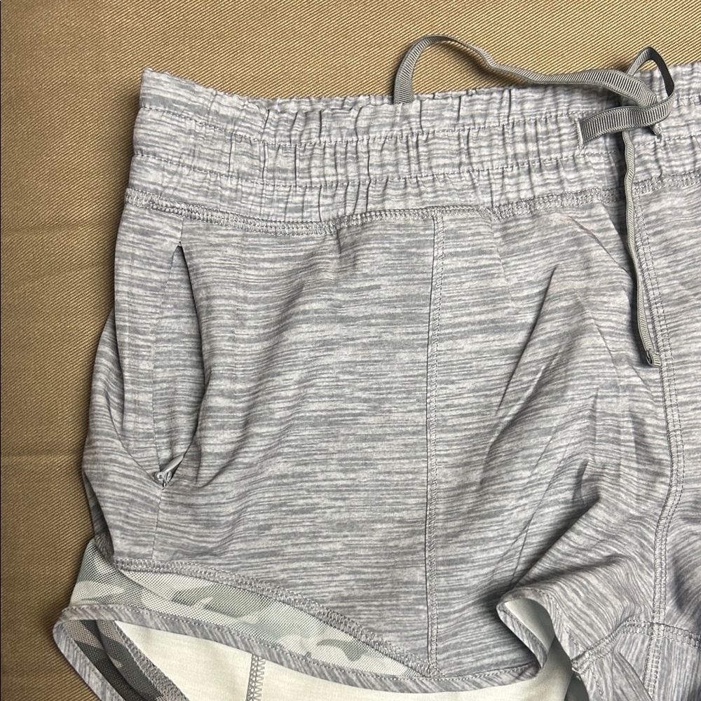 ZYIA Heather Gray Athletic Shorts with Camouflage Trim - Picture 6 of 7